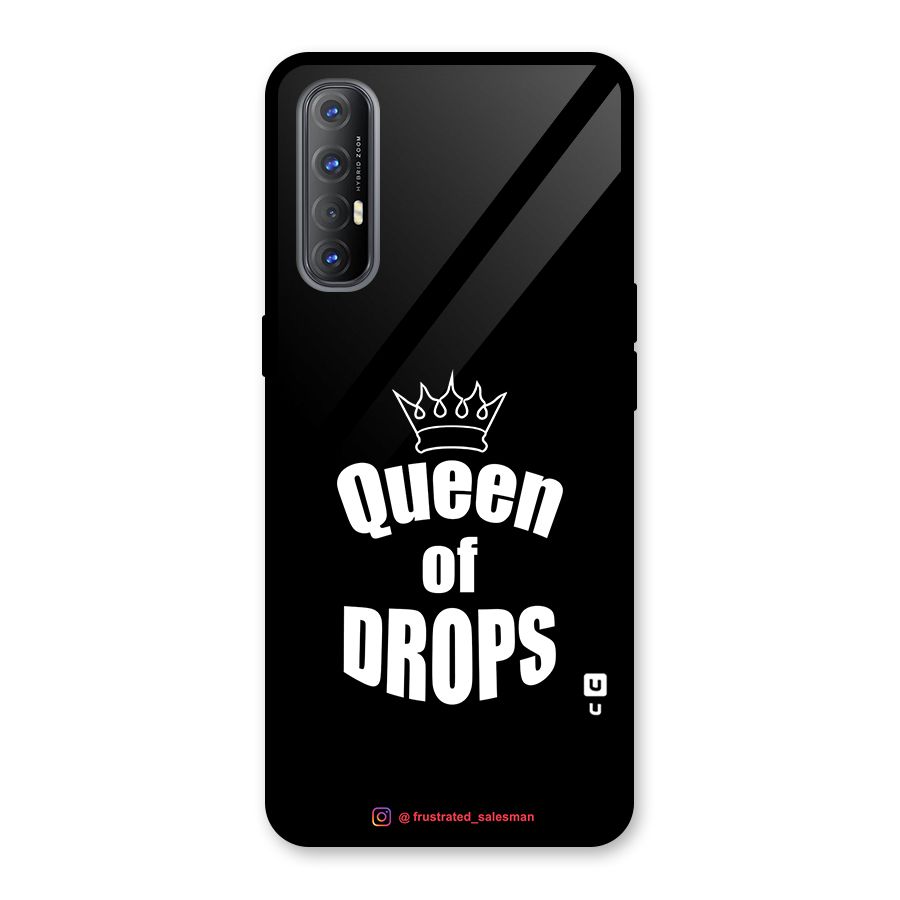 Queen of Drops Black Glass Back Case for Oppo Reno3 Pro