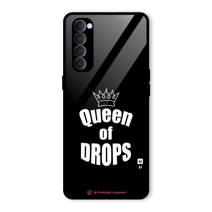 Queen of Drops Black Glass Back Case for Oppo Reno4 Pro