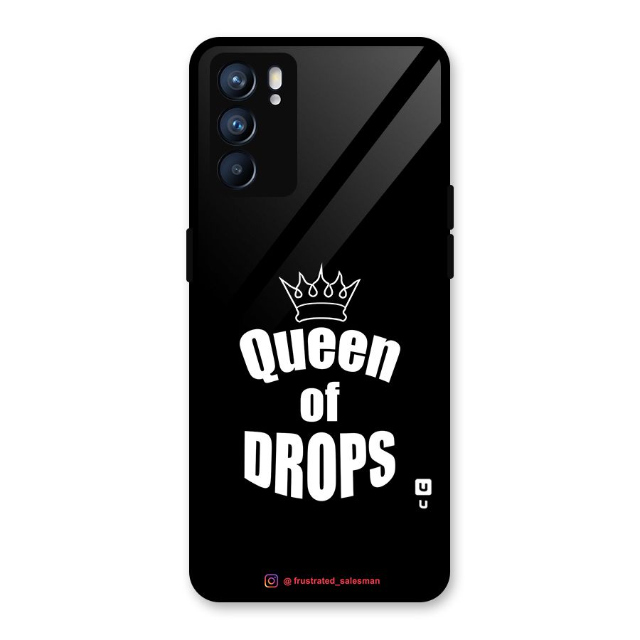 Queen of Drops Black Glass Back Case for Oppo Reno6 5G