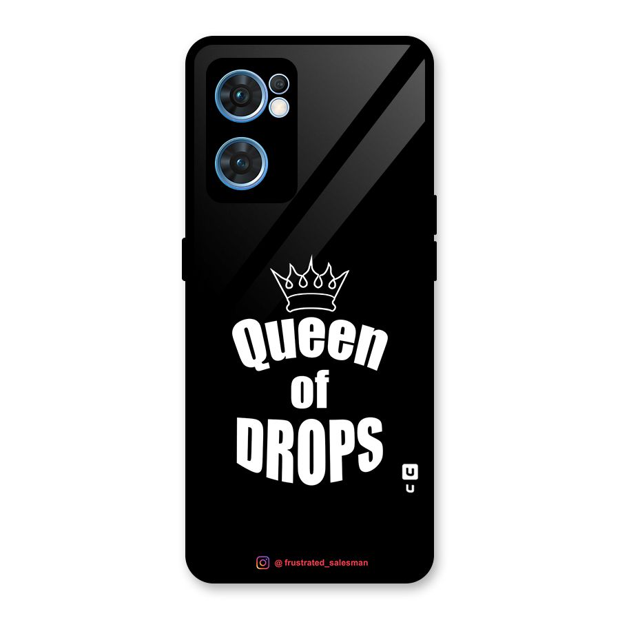 Queen of Drops Black Glass Back Case for Oppo Reno7 5G