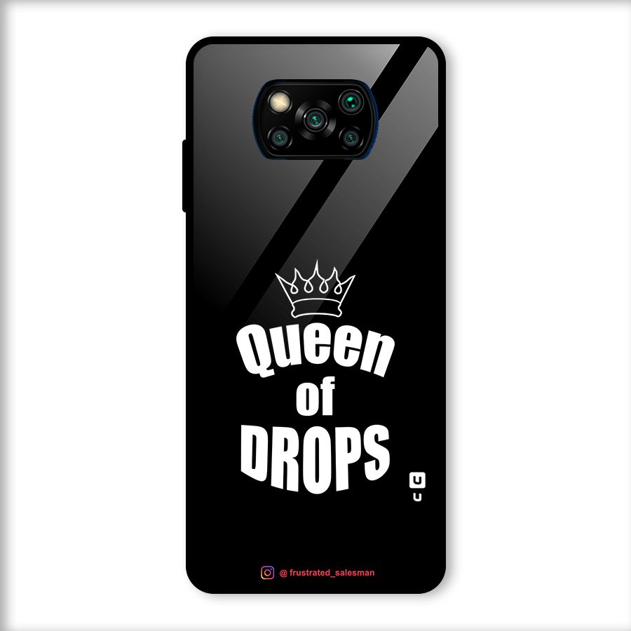 Queen of Drops Black Glass Back Case for Poco X3