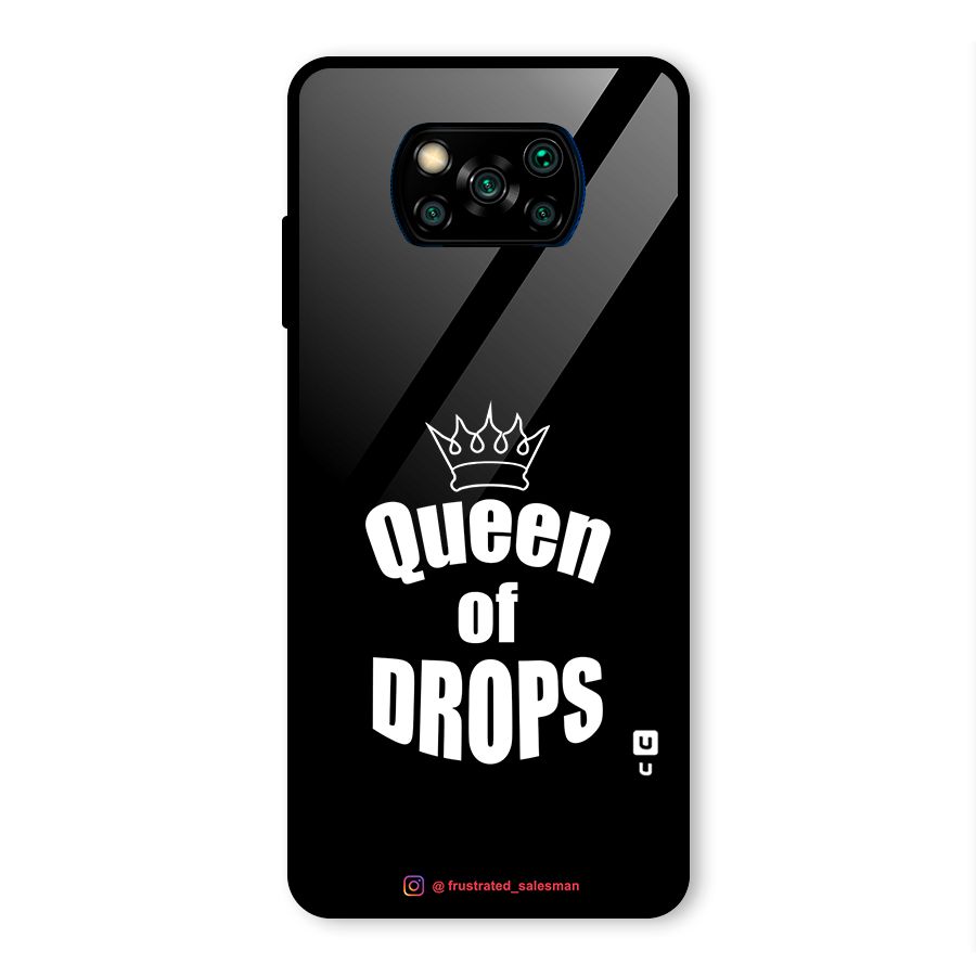 Queen of Drops Black Glass Back Case for Poco X3 Pro