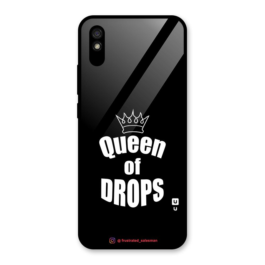 Queen of Drops Black Glass Back Case for Redmi 9i