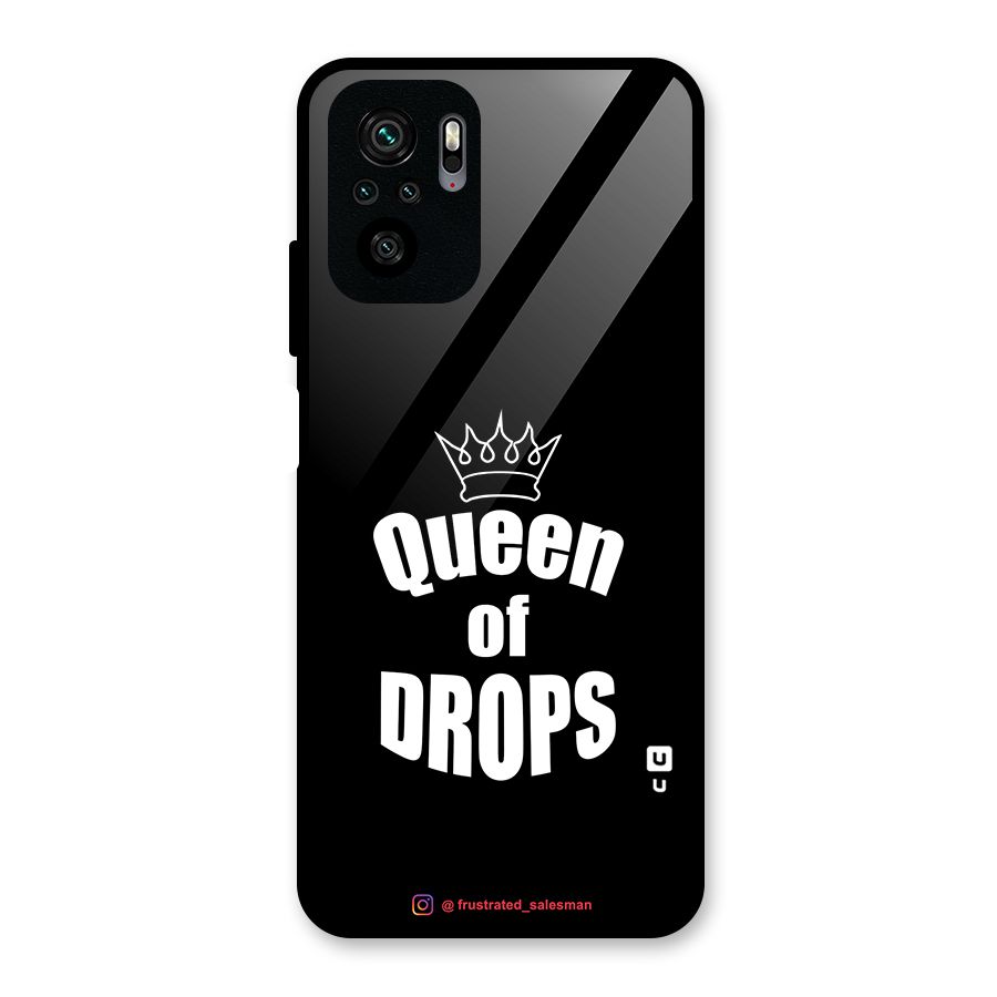 Queen of Drops Black Glass Back Case for Redmi Note 10S
