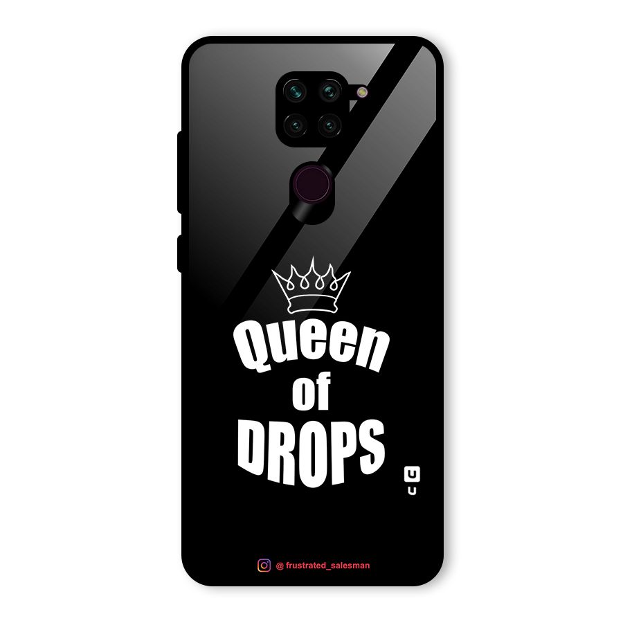 Queen of Drops Black Glass Back Case for Redmi Note 9