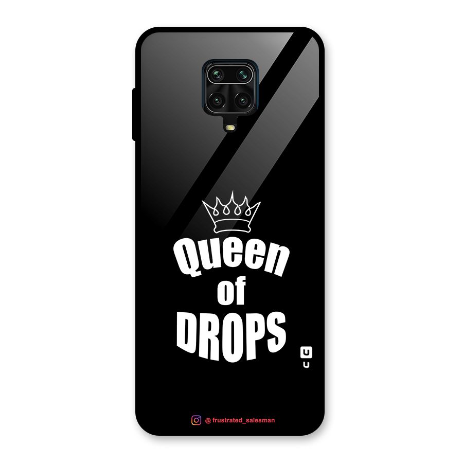 Queen of Drops Black Glass Back Case for Redmi Note 9 Pro Max