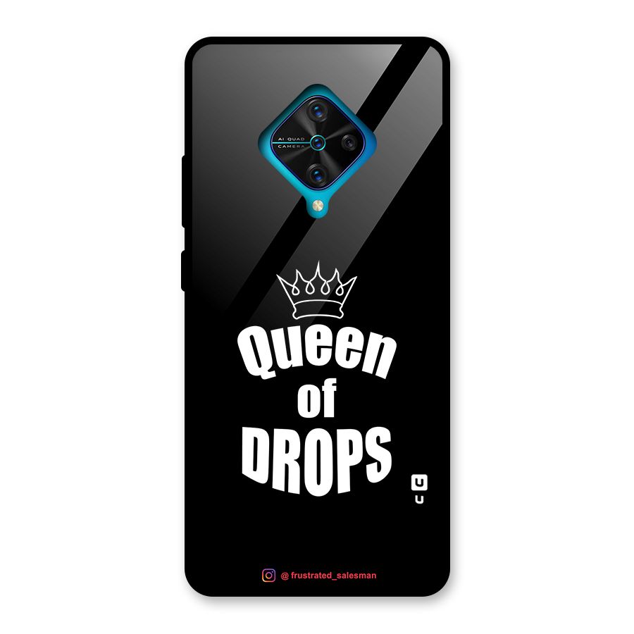 Queen of Drops Black Glass Back Case for Vivo S1 Pro