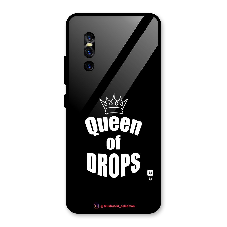 Queen of Drops Black Glass Back Case for Vivo V15 Pro