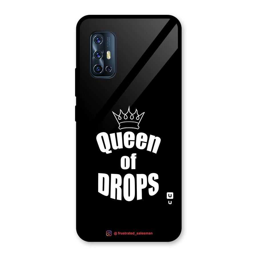 Queen of Drops Black Glass Back Case for Vivo V17