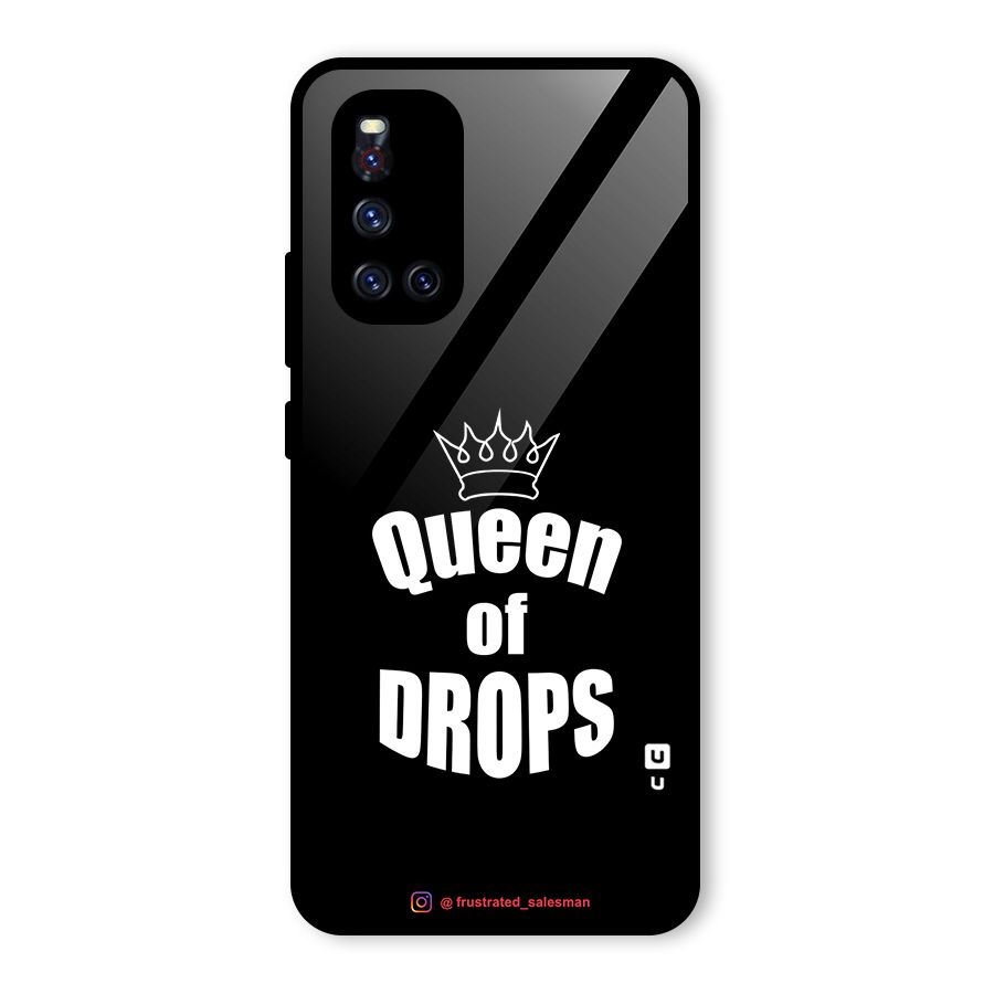 Queen of Drops Black Glass Back Case for Vivo V19