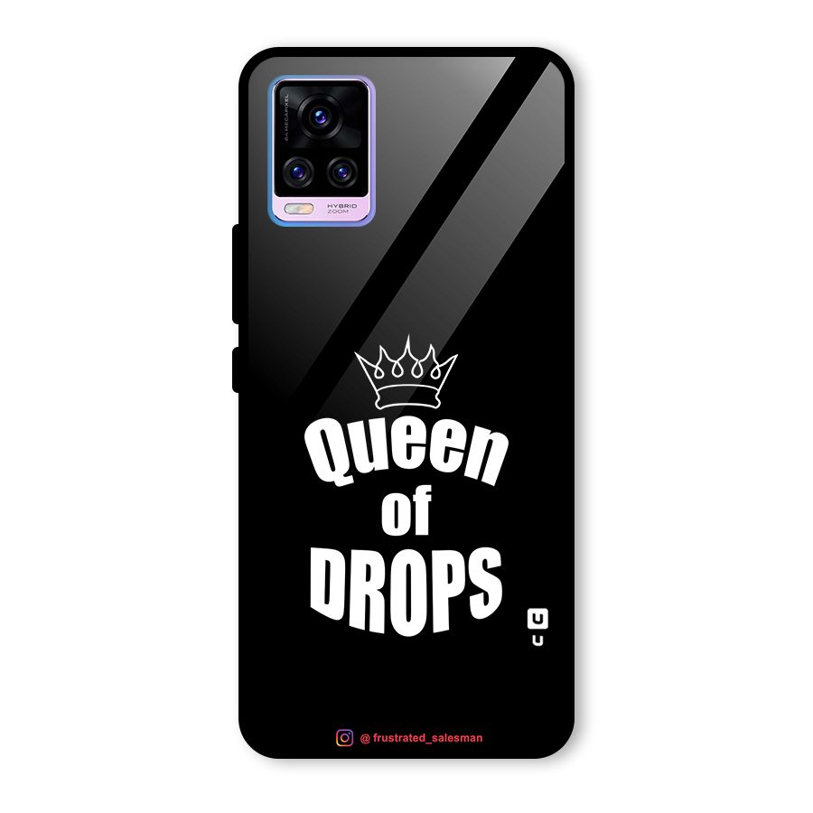 Queen of Drops Black Glass Back Case for Vivo V20 Pro