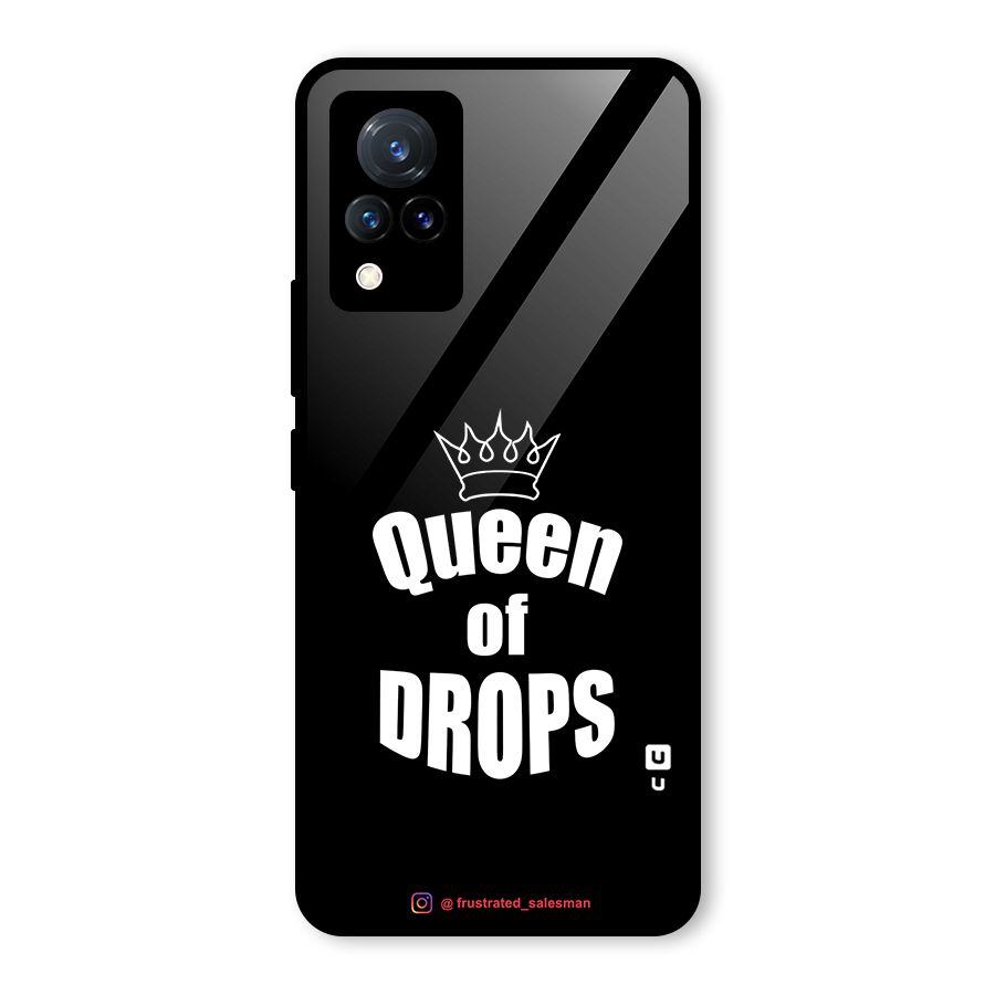 Queen of Drops Black Glass Back Case for Vivo V21 5G
