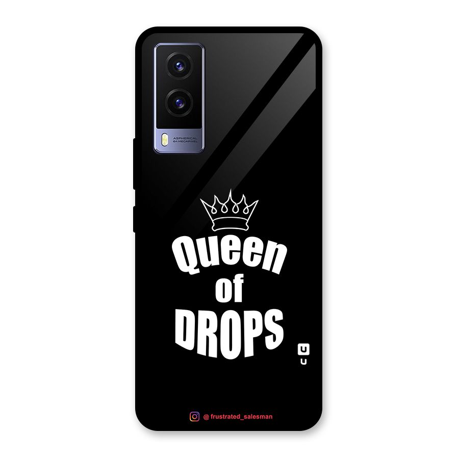 Queen of Drops Black Glass Back Case for Vivo V21e 5G