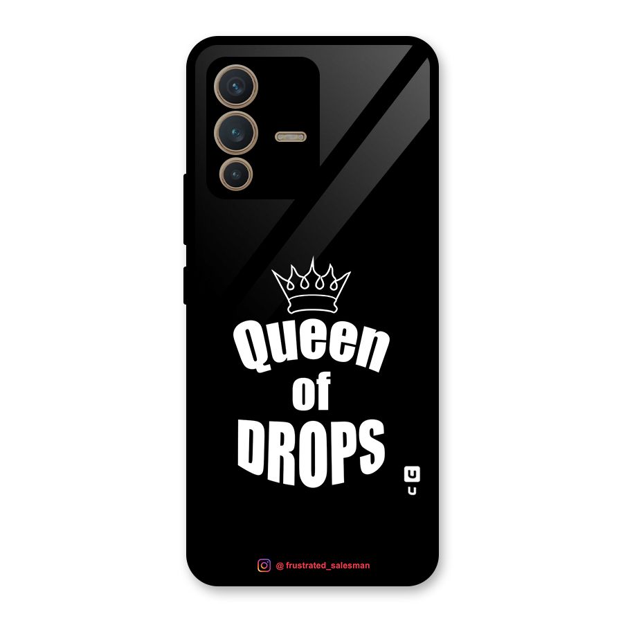Queen of Drops Black Glass Back Case for Vivo V23 5G