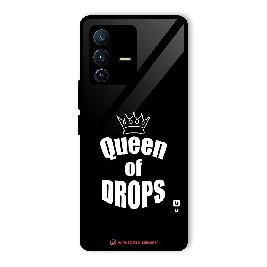 Queen of Drops Black Glass Back Case for Vivo V23 Pro