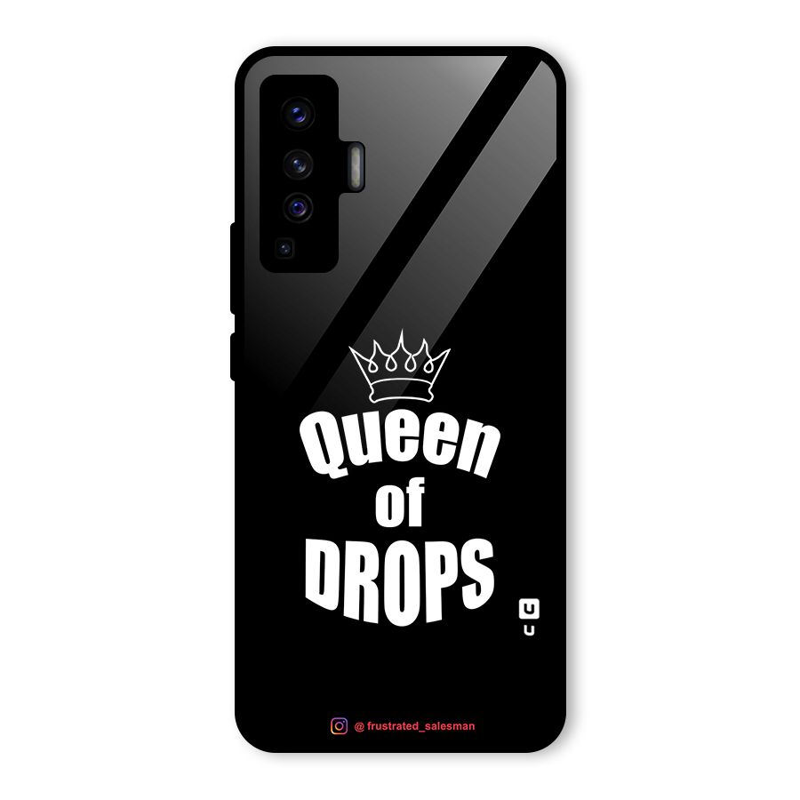 Queen of Drops Black Glass Back Case for Vivo X50