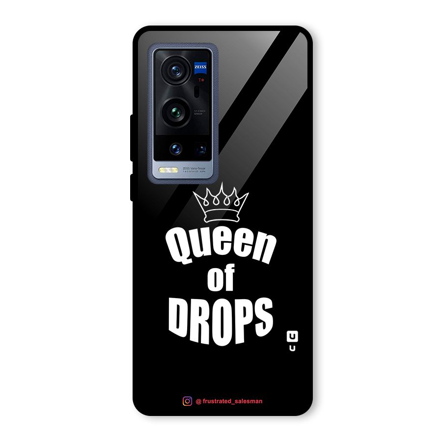 Queen of Drops Black Glass Back Case for Vivo X60 Pro Plus