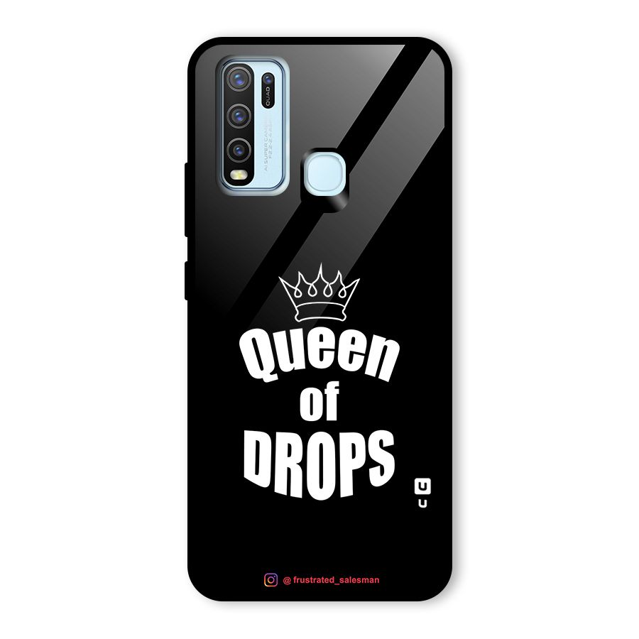 Queen of Drops Black Glass Back Case for Vivo Y30