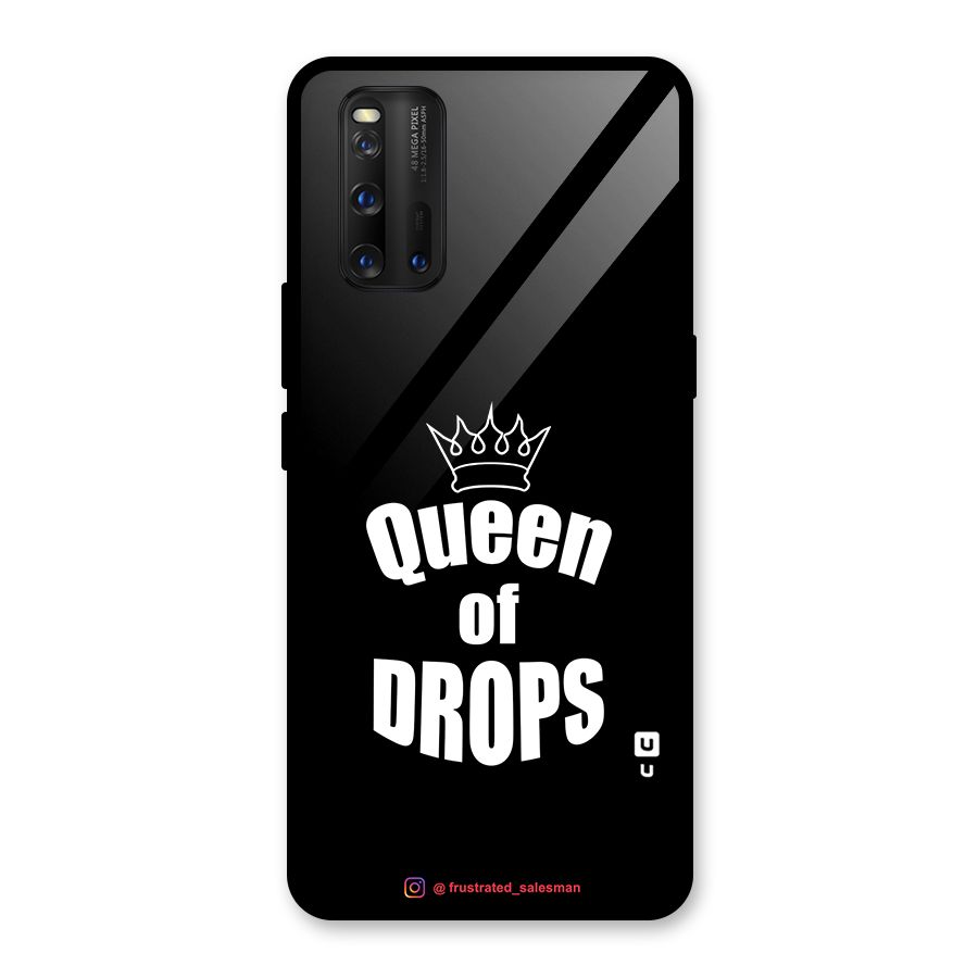 Queen of Drops Black Glass Back Case for Vivo iQOO 3