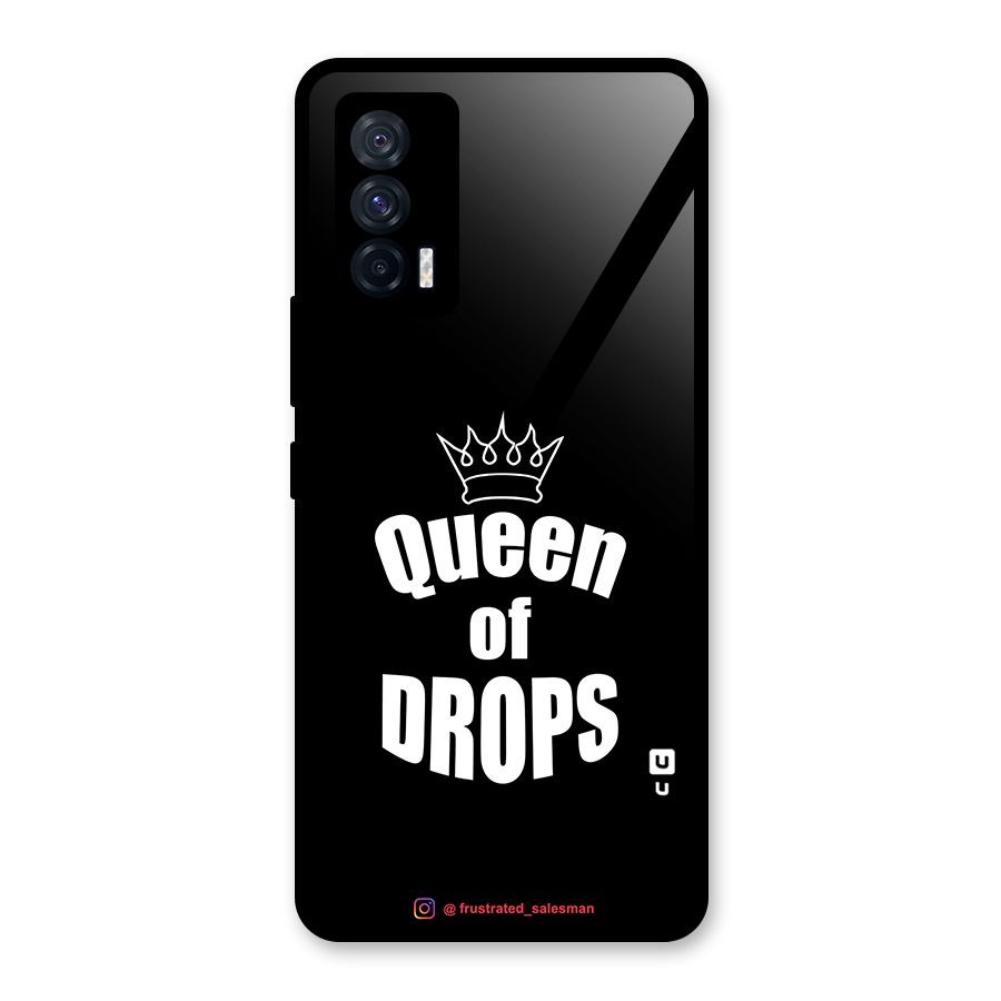 Queen of Drops Black Glass Back Case for Vivo iQOO 7 5G