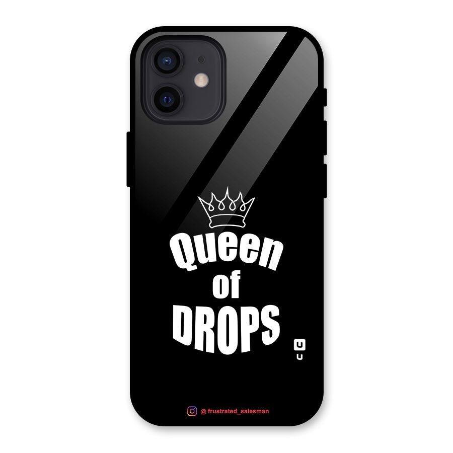 Queen of Drops Black Glass Back Case for iPhone 12