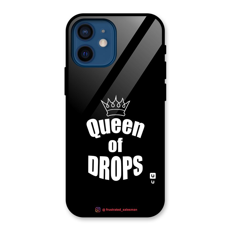 Queen of Drops Black Glass Back Case for iPhone 12 Mini