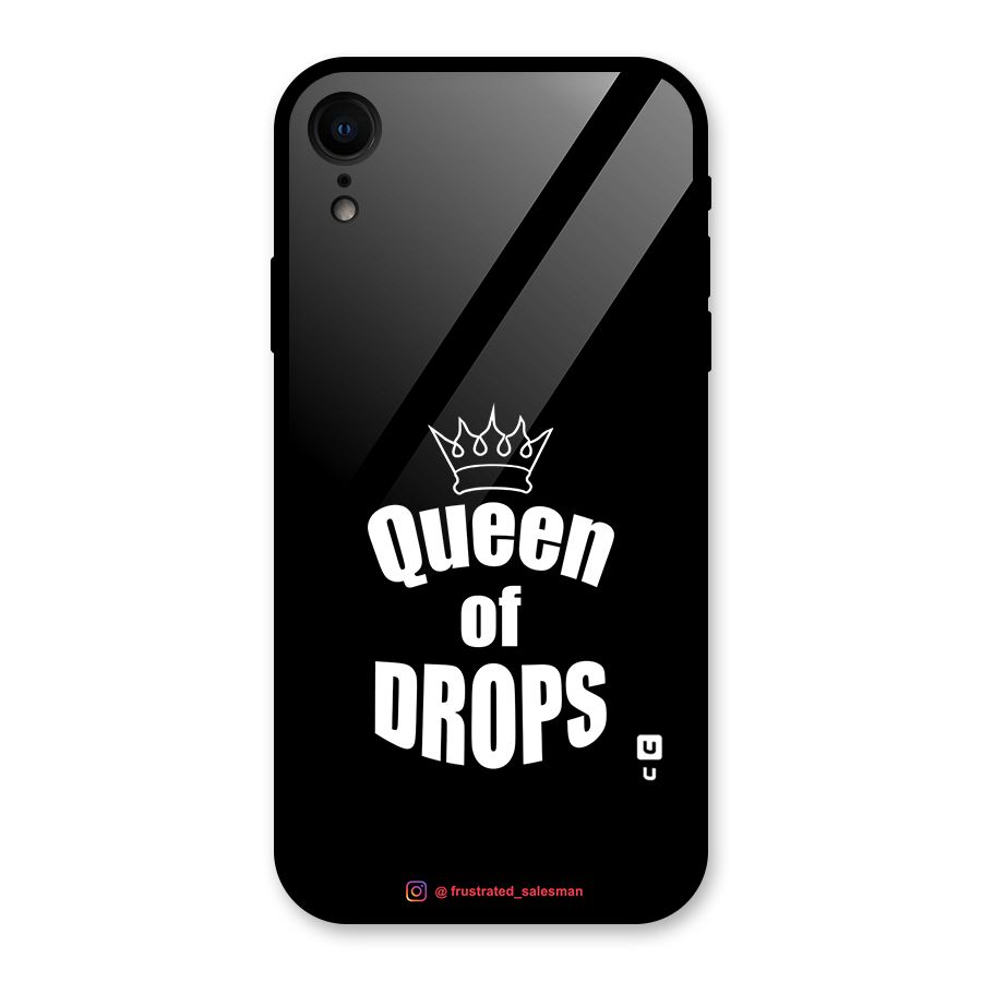 Queen of Drops Black Glass Back Case for iPhone XR