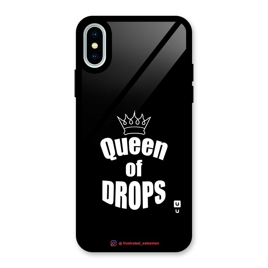 Queen of Drops Black Glass Back Case for iPhone XS