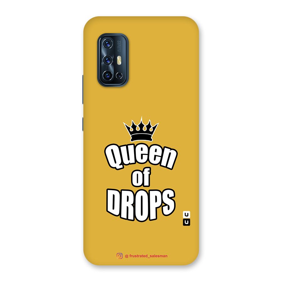 Queen of Drops Mustard Yellow Glass Back Case for Vivo V17