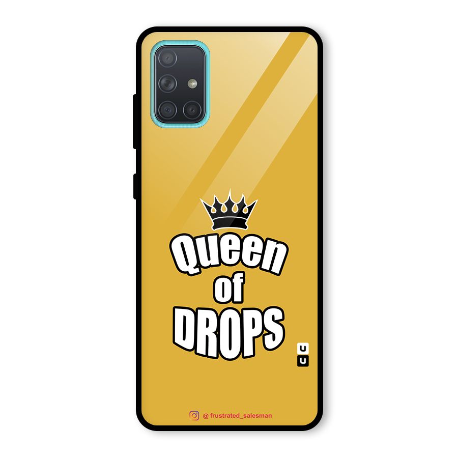 Queen of Drops Mustard Yellow Glass Back Case for Galaxy A71