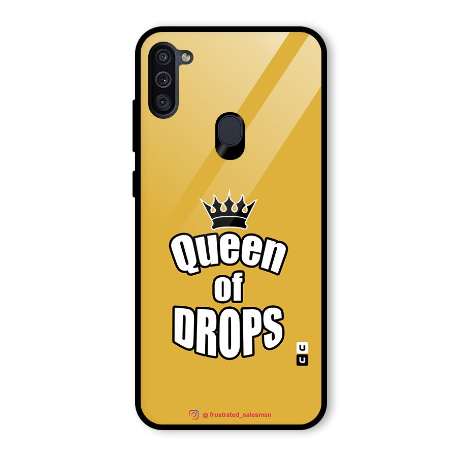 Queen of Drops Mustard Yellow Glass Back Case for Galaxy M11