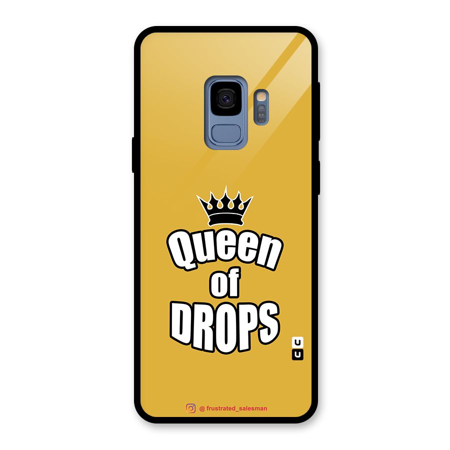 Queen of Drops Mustard Yellow Glass Back Case for Galaxy S9