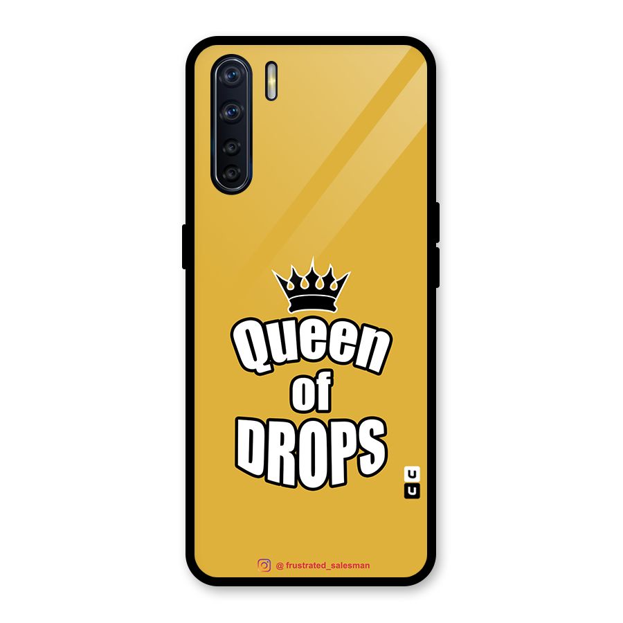 Queen of Drops Mustard Yellow Glass Back Case for Oppo F15