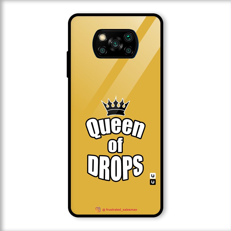 Queen of Drops Mustard Yellow Glass Back Case for Poco X3