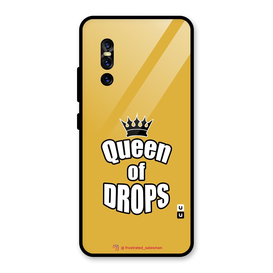 Queen of Drops Mustard Yellow Glass Back Case for Vivo V15 Pro