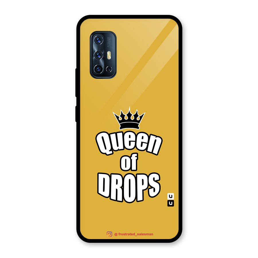 Queen of Drops Mustard Yellow Glass Back Case for Vivo V17