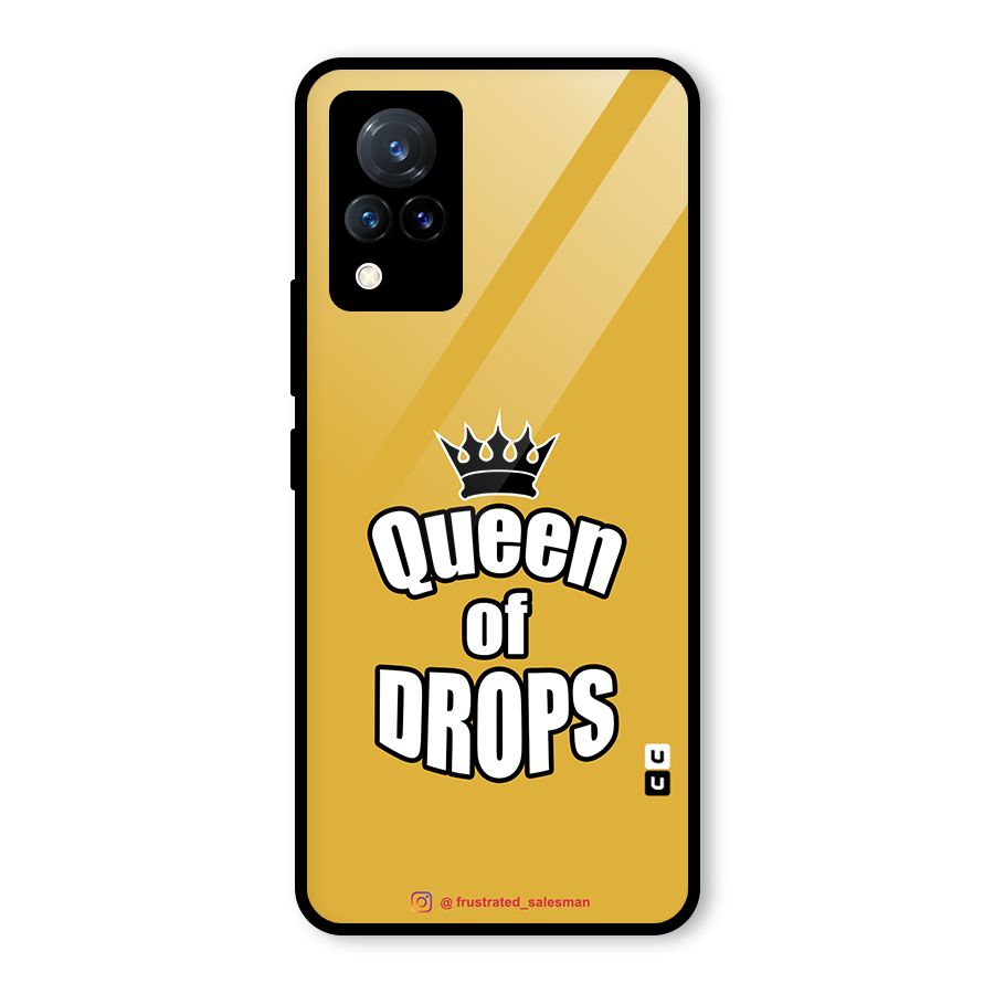 Queen of Drops Mustard Yellow Glass Back Case for Vivo V21 5G