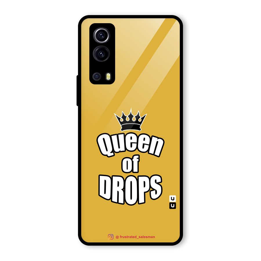 Queen of Drops Mustard Yellow Glass Back Case for Vivo iQOO Z3