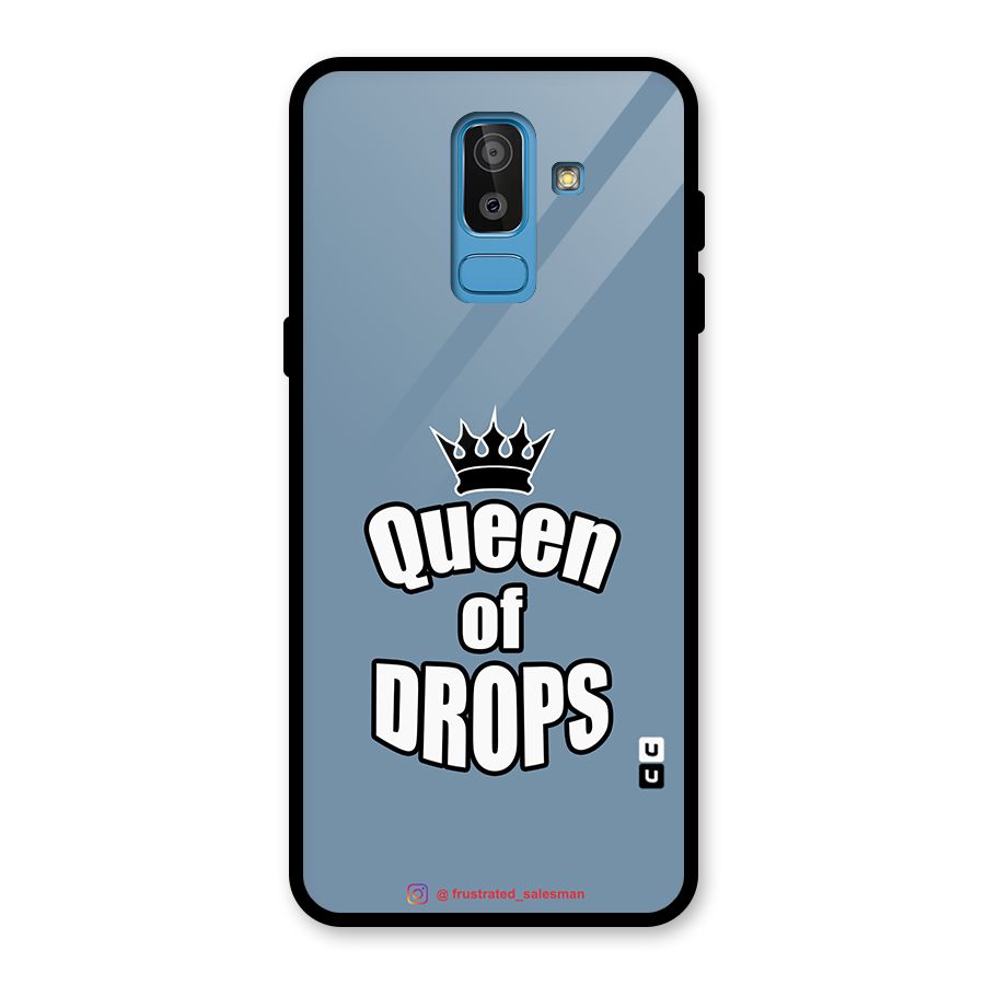 Queen of Drops SteelBlue Glass Back Case for Galaxy J8