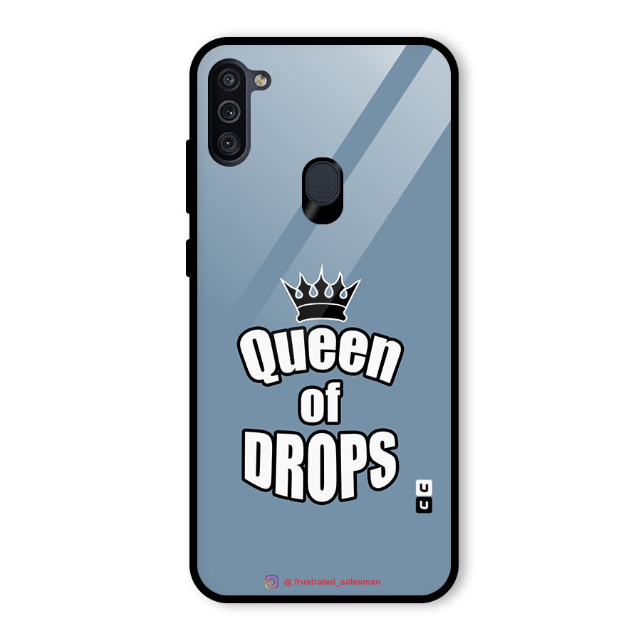 Queen of Drops SteelBlue Glass Back Case for Galaxy M11