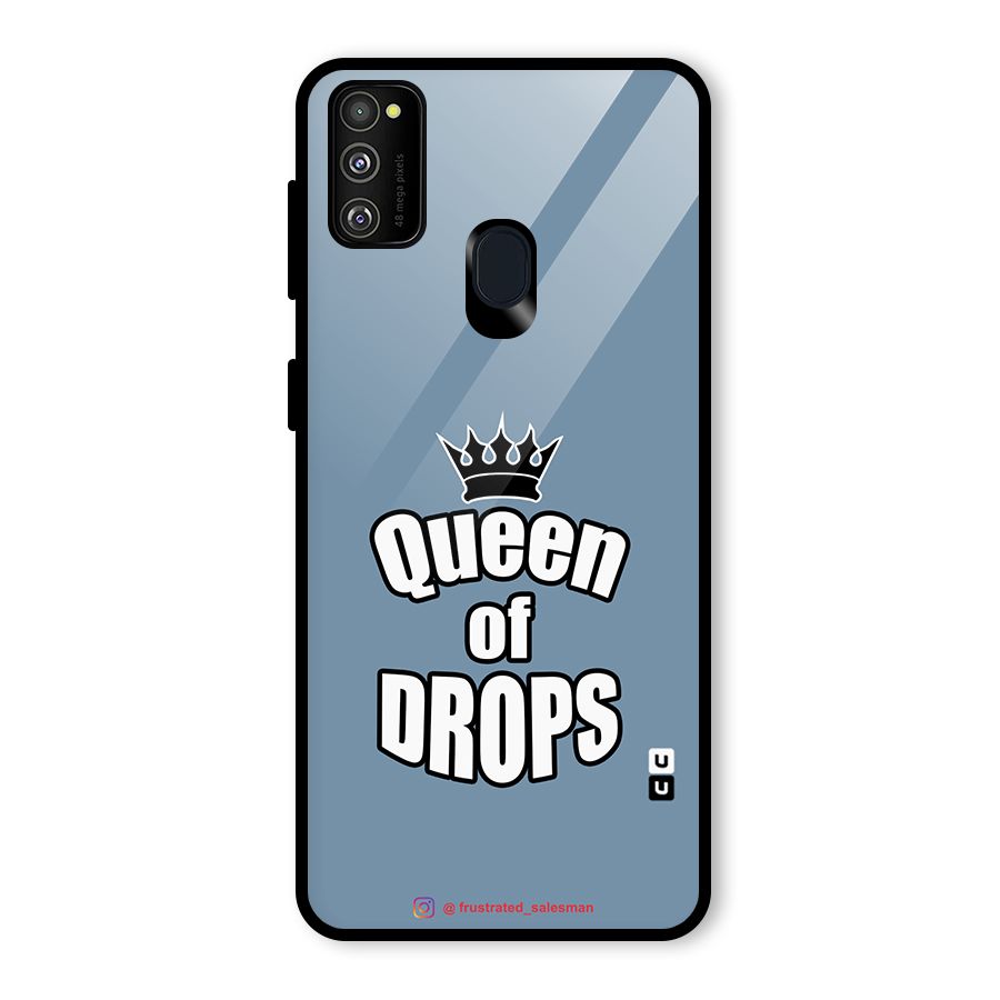 Queen of Drops SteelBlue Glass Back Case for Galaxy M30s