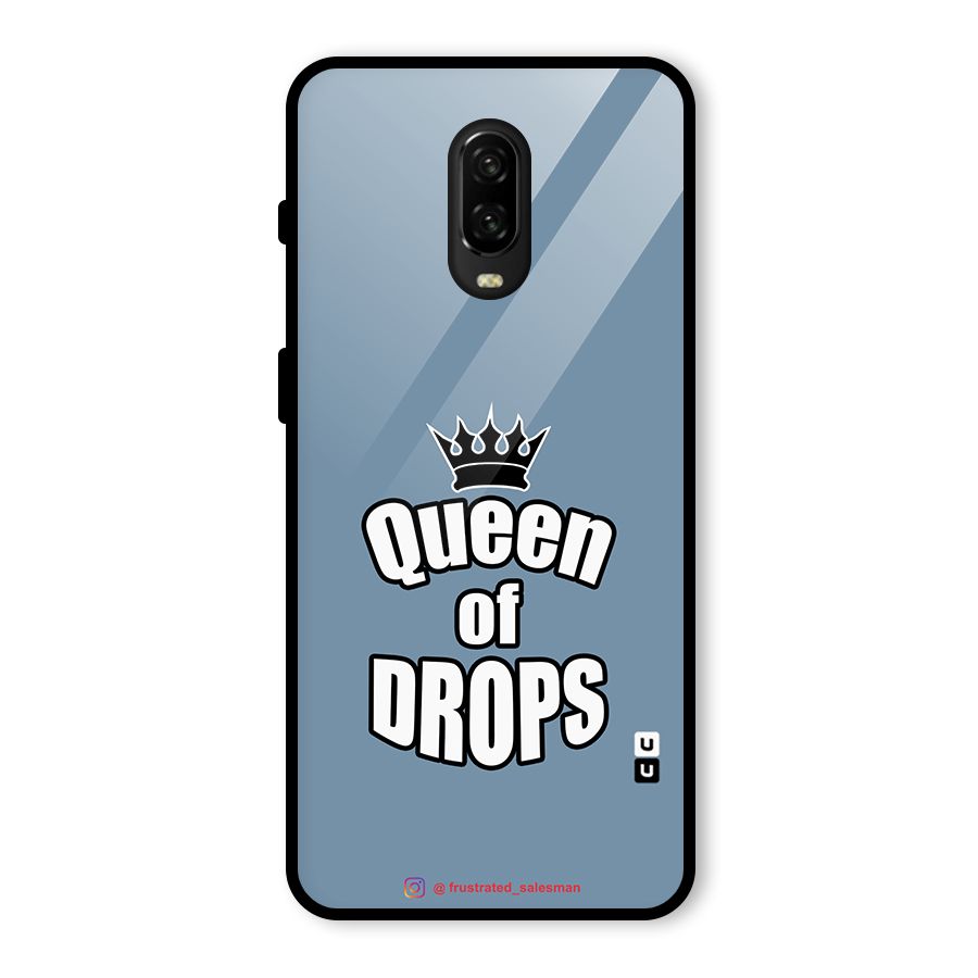 Queen of Drops SteelBlue Glass Back Case for OnePlus 6T
