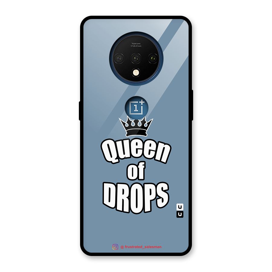Queen of Drops SteelBlue Glass Back Case for OnePlus 7T
