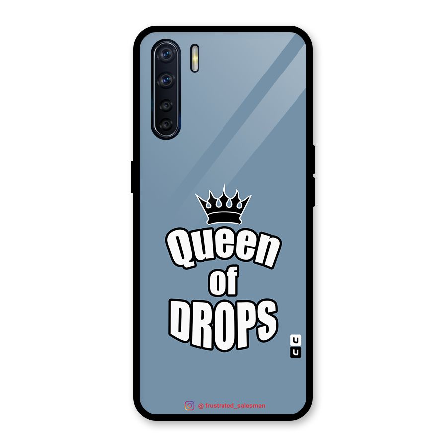 Queen of Drops SteelBlue Glass Back Case for Oppo F15
