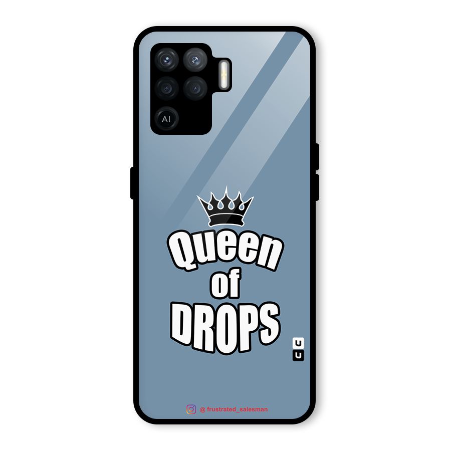 Queen of Drops SteelBlue Glass Back Case for Oppo F19 Pro