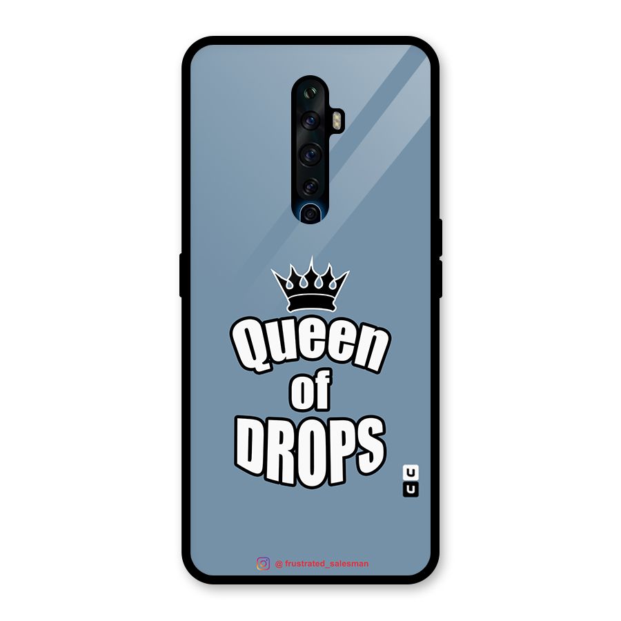 Queen of Drops SteelBlue Glass Back Case for Oppo Reno2 F