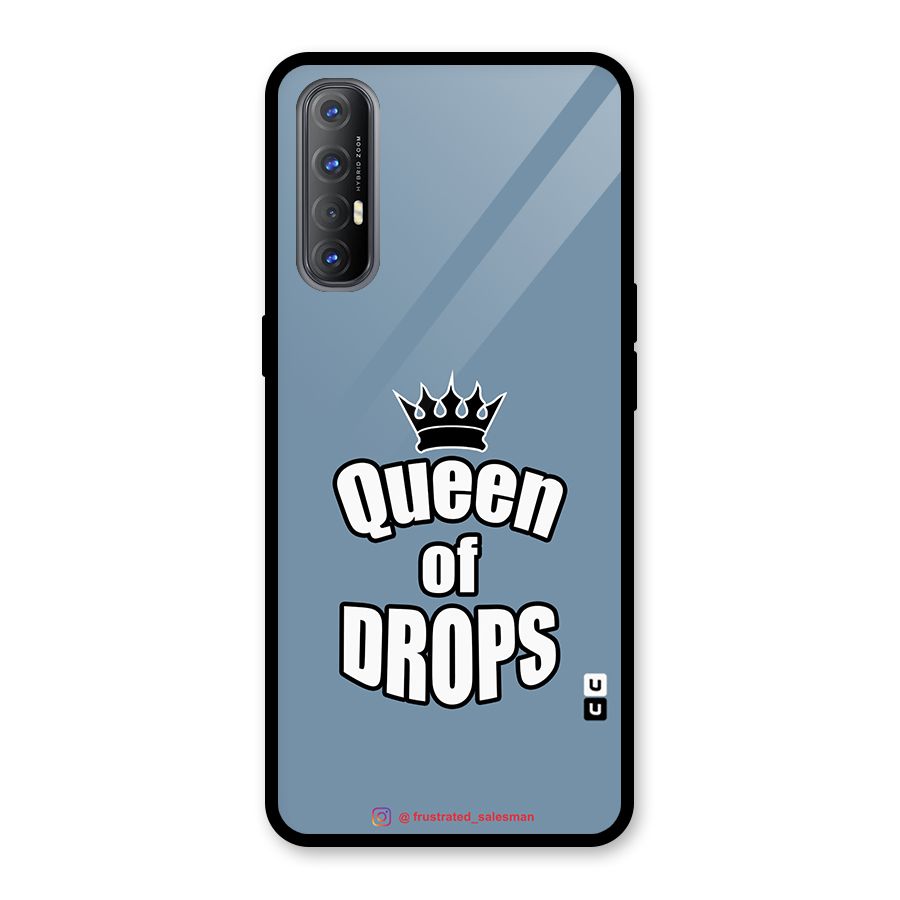 Queen of Drops SteelBlue Glass Back Case for Oppo Reno3 Pro