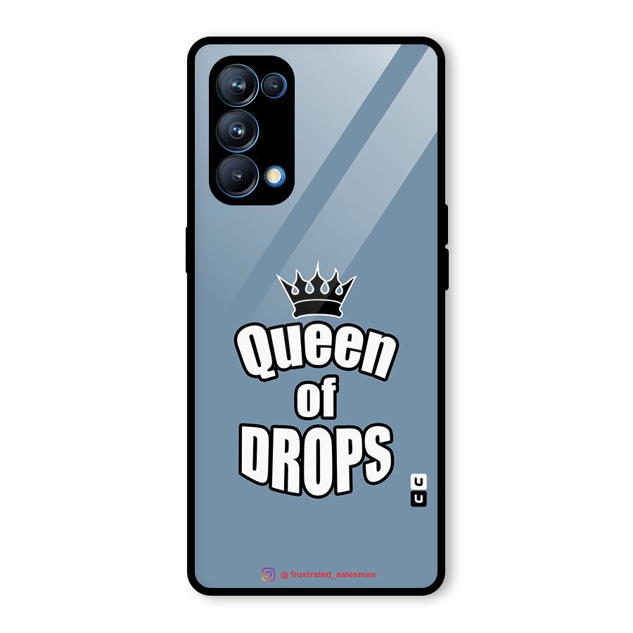 Queen of Drops SteelBlue Glass Back Case for Oppo Reno5 Pro 5G