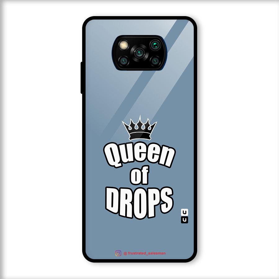 Queen of Drops SteelBlue Glass Back Case for Poco X3