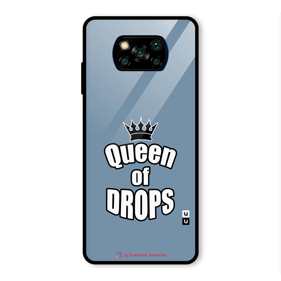 Queen of Drops SteelBlue Glass Back Case for Poco X3 Pro